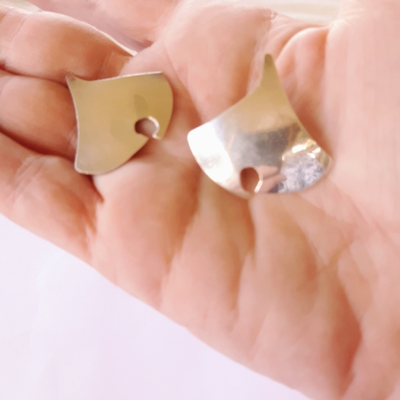 Handmade Sterling Silver Modern Abstract Earrings - Picture 2 of 6